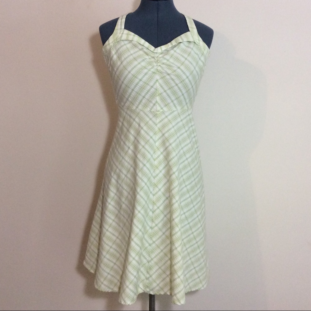 I.N. SAN FRANCISCO Plaid Seersucker Halter Dress